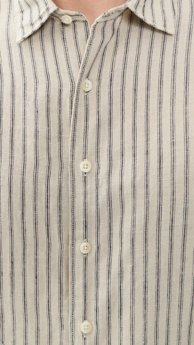 Vince Ballston Stripe Short Sleeve Hemp Shirt Parchment/Coastal Stripe | Thumbnail 6 Vince Ballston Stripe Short Sleeve Hemp Shirt Parchment/Coastal Stripe | Thumbnail 6