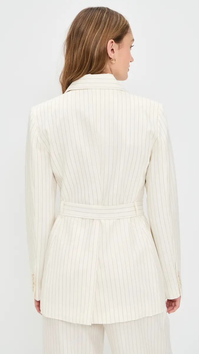 GOOD AMERICAN Essential Suiting Belted Blazer Chestnut Stripe | Thumbnail 3