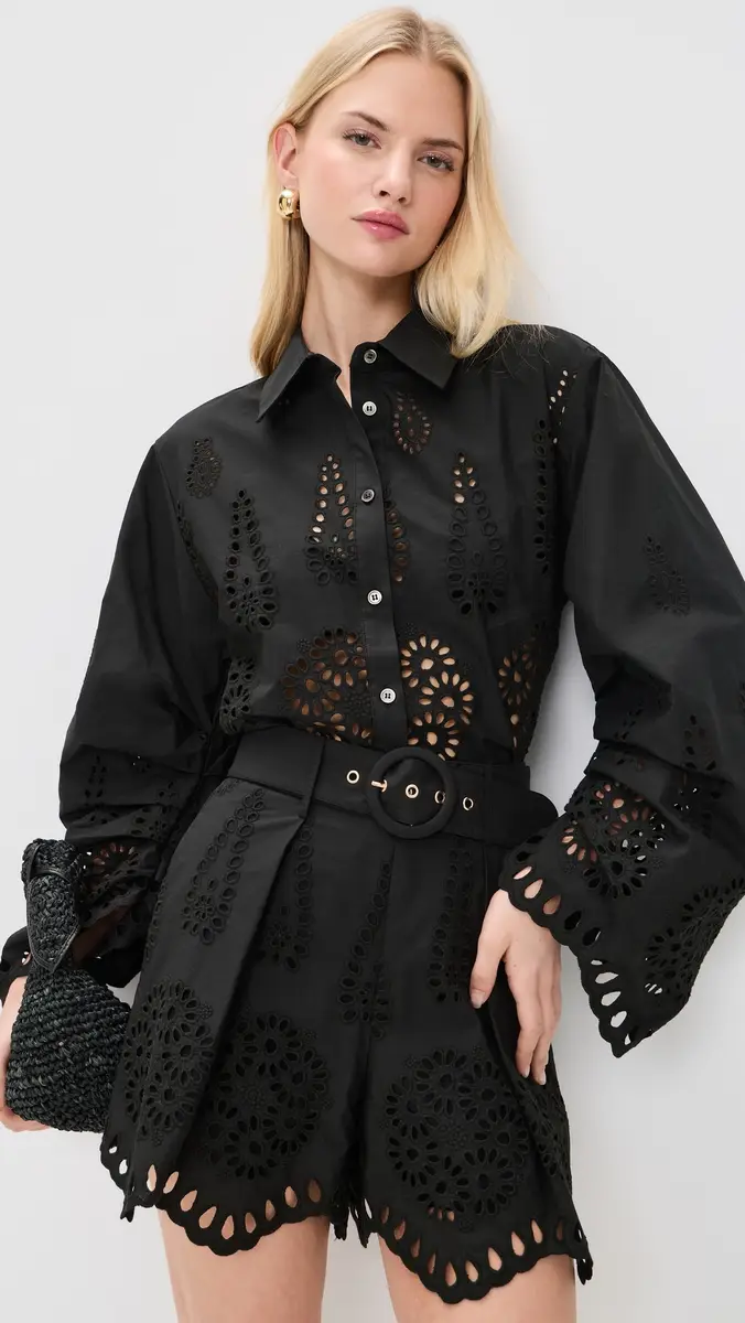 HEVRON Raquel Eyelet Top Black | Thumbnail 2 HEVRON Raquel Eyelet Top Black | Thumbnail 2