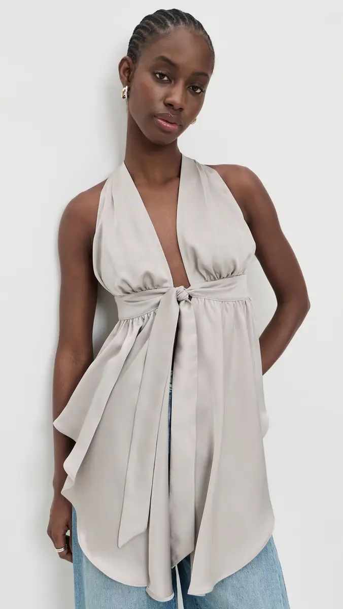 Susana Monaco Satin Peplum High Low Top andstone | Thumbnail 2 Susana Monaco Satin Peplum High Low Top andstone | Thumbnail 2