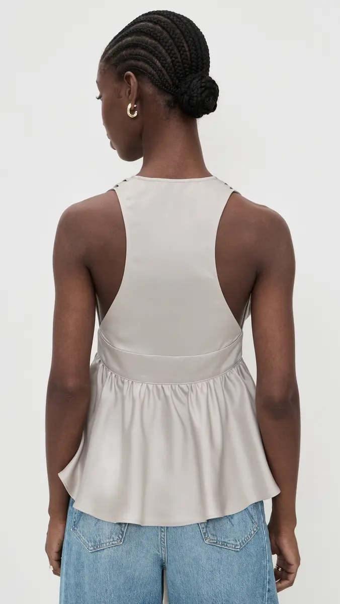 Susana Monaco Satin Peplum High Low Top andstone | Thumbnail 3 Susana Monaco Satin Peplum High Low Top andstone | Thumbnail 3