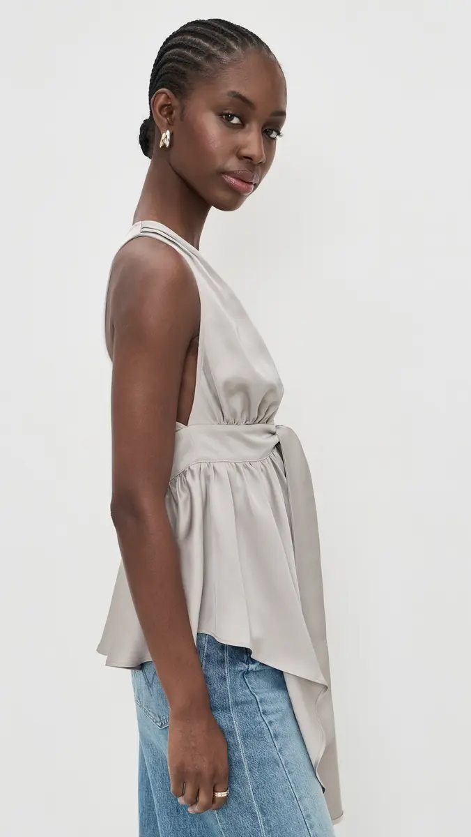 Susana Monaco Satin Peplum High Low Top andstone | Thumbnail 4 Susana Monaco Satin Peplum High Low Top andstone | Thumbnail 4