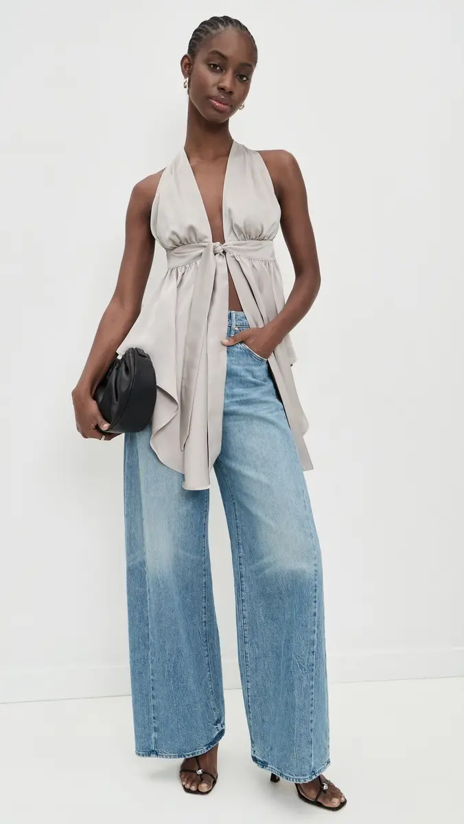 Susana Monaco Satin Peplum High Low Top andstone | Thumbnail 5 Susana Monaco Satin Peplum High Low Top andstone | Thumbnail 5
