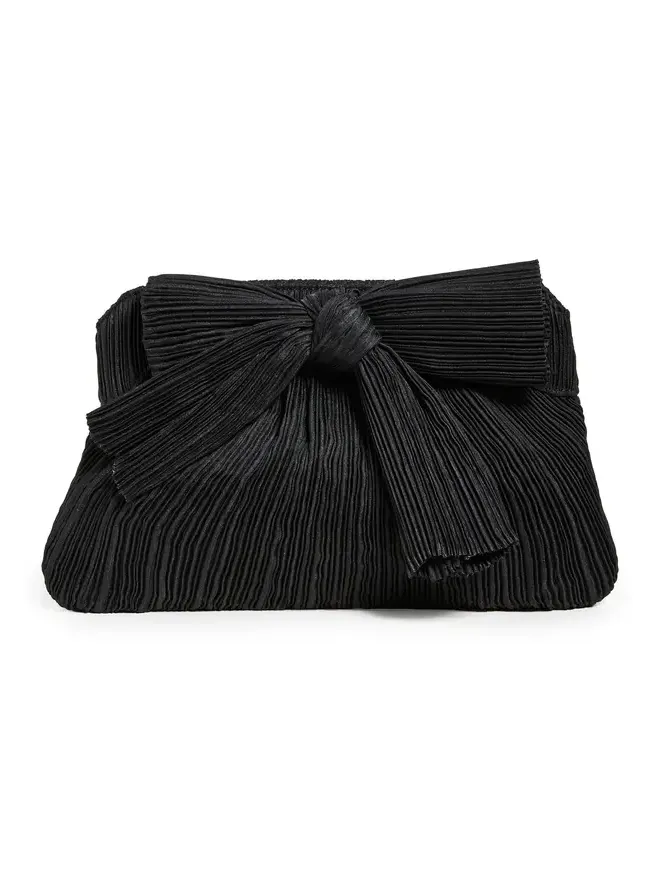 Rayne Pleated Frame Clutch with Bow Black