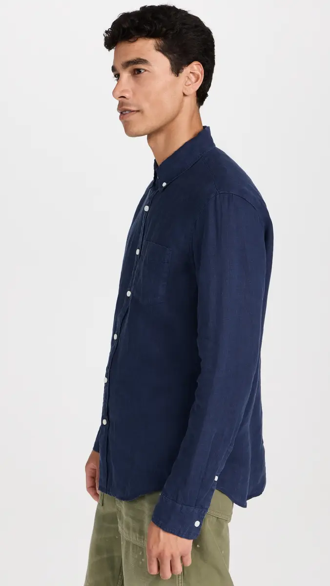 Alex Mill Mill Shirt in Linen Navy | Thumbnail 4