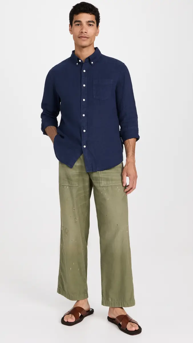 Alex Mill Mill Shirt in Linen Navy | Thumbnail 5