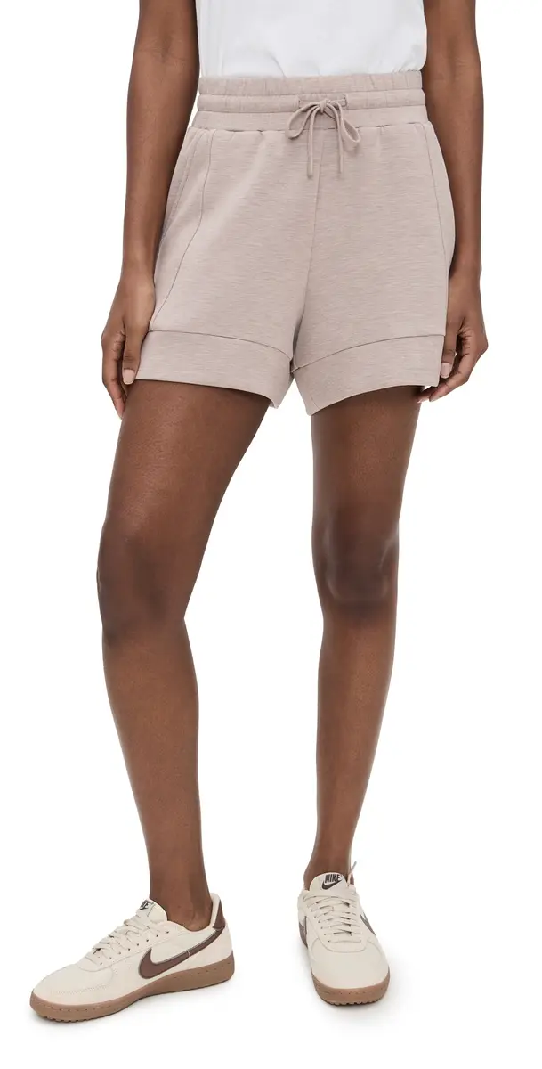 Varley Atrium High Rise Shorts Taupe Marl | Image 1 Varley Atrium High Rise Shorts Taupe Marl | Image 1
