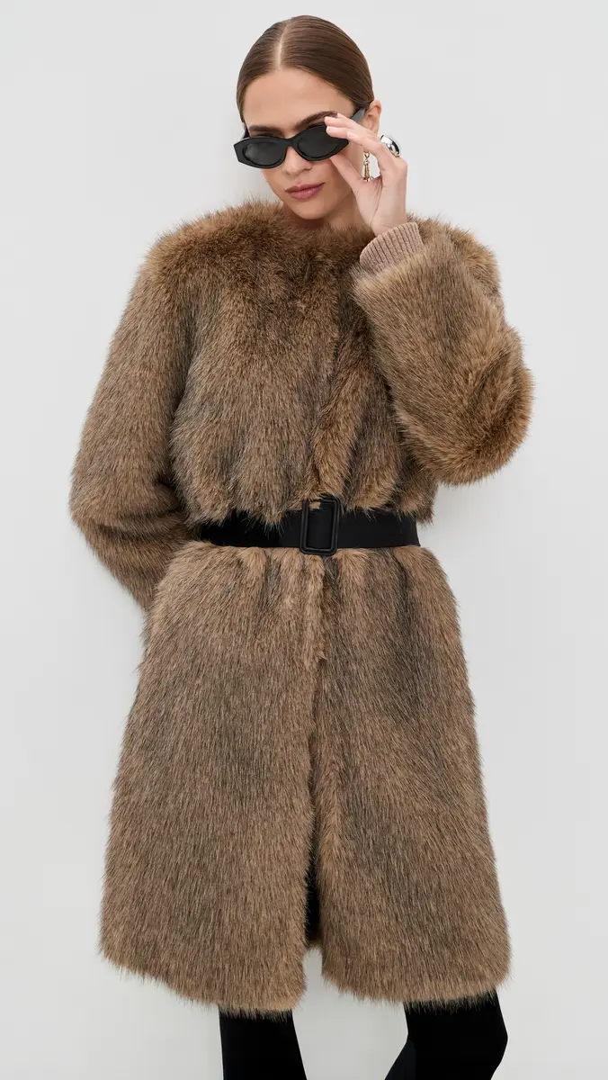 Proenza Schouler White Label Khai Coat In Faux Fur Natural | Thumbnail 2
