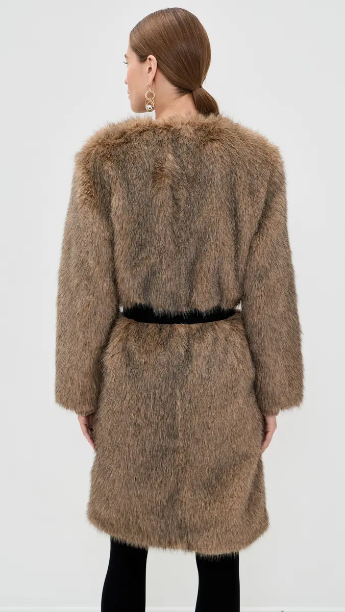 Proenza Schouler White Label Khai Coat In Faux Fur Natural | Thumbnail 3