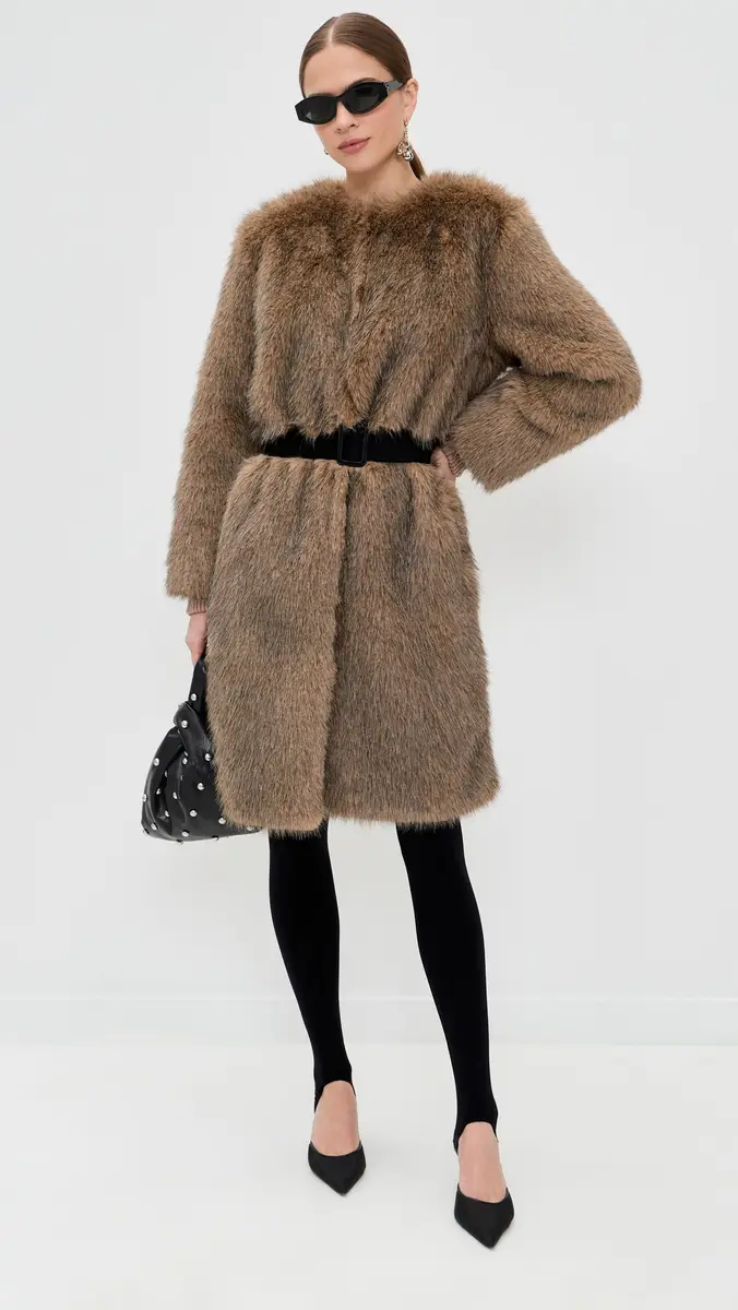 Proenza Schouler White Label Khai Coat In Faux Fur Natural | Thumbnail 5