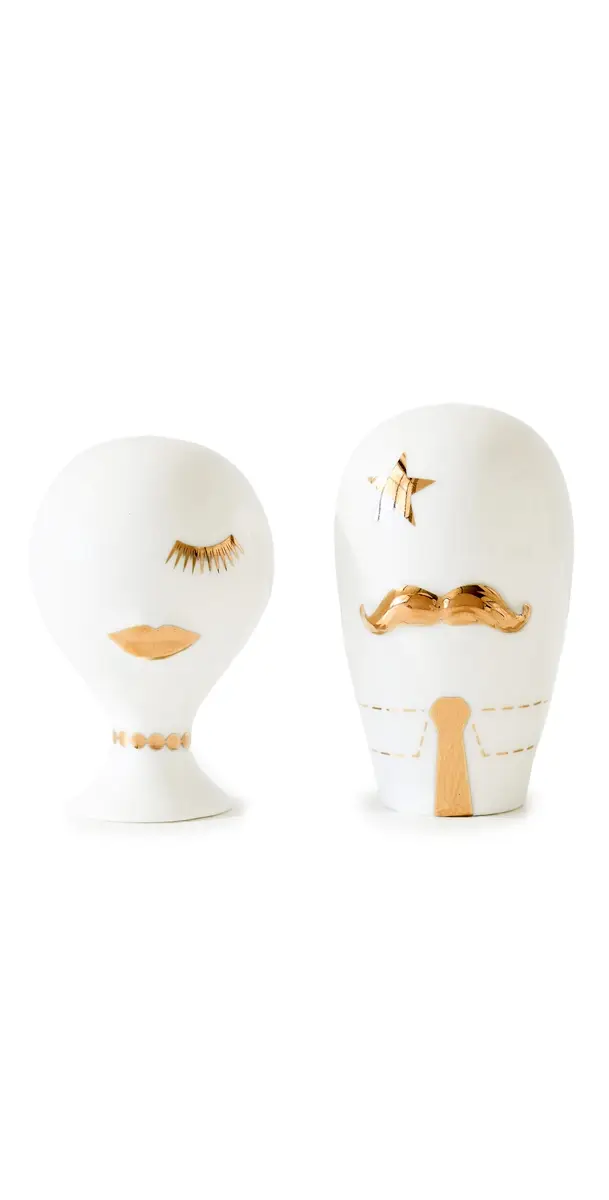 Jonathan Adler Gilded Mr. and Mrs. Muse Salt and Pepper Set Multi