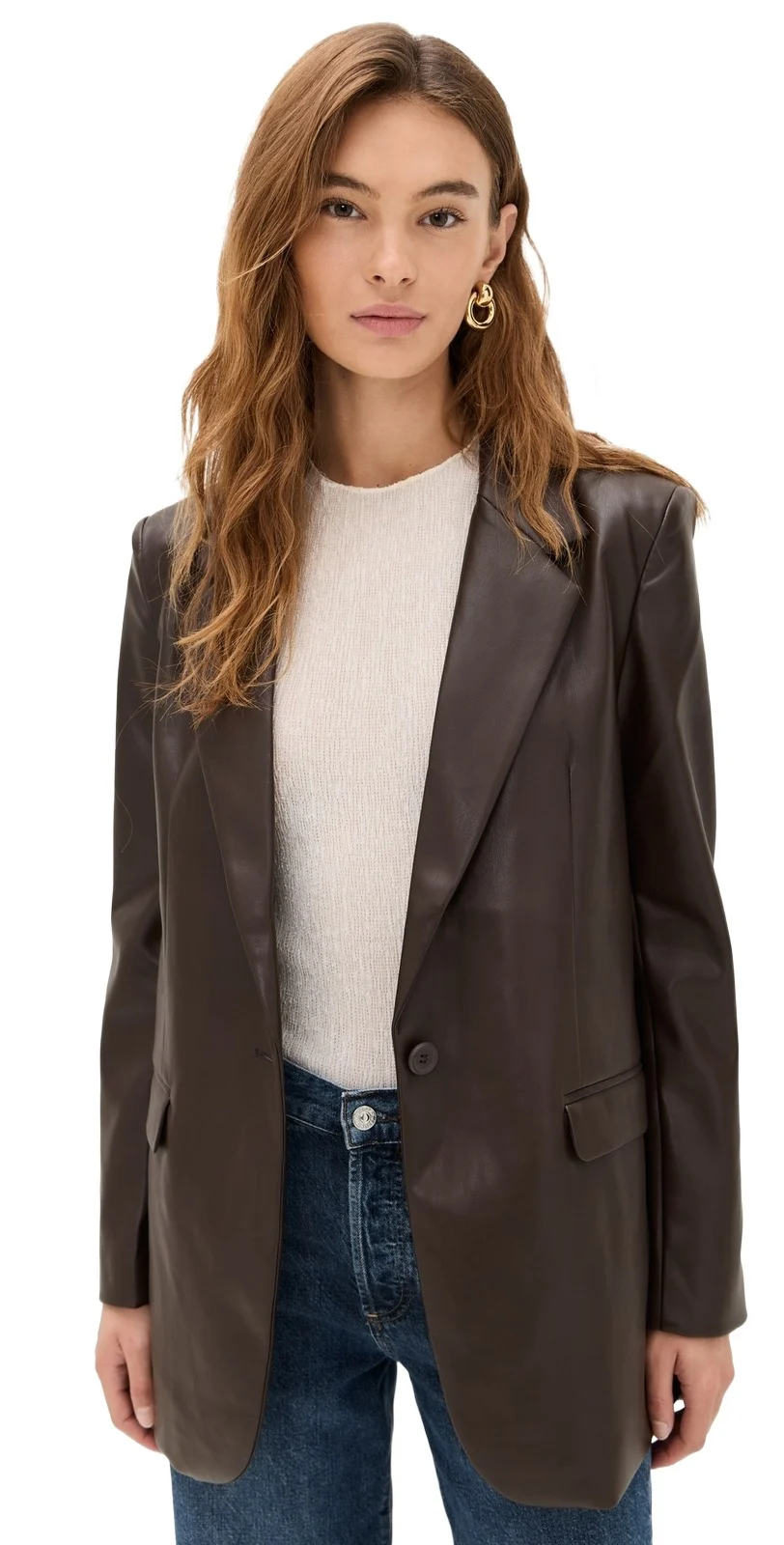 Faux Leather Boyfriend Blazer