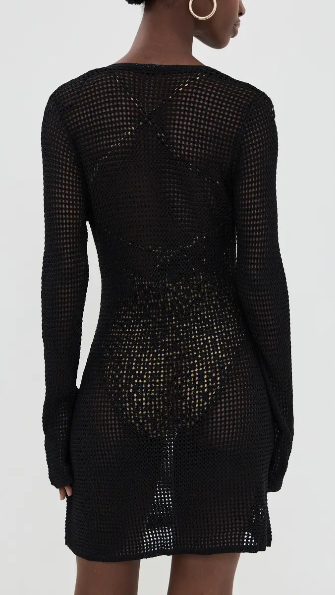Good American Crochet Mini Dress Black001 | Thumbnail 3