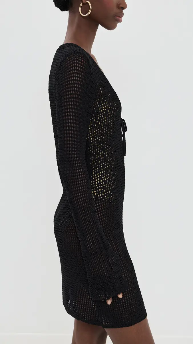 Good American Crochet Mini Dress Black001 | Thumbnail 4