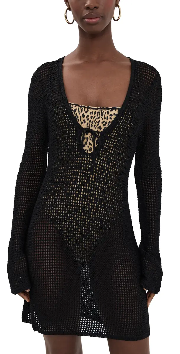 Good American Crochet ini Dress Black001 | Image 1 Good American Crochet ini Dress Black001 | Image 1