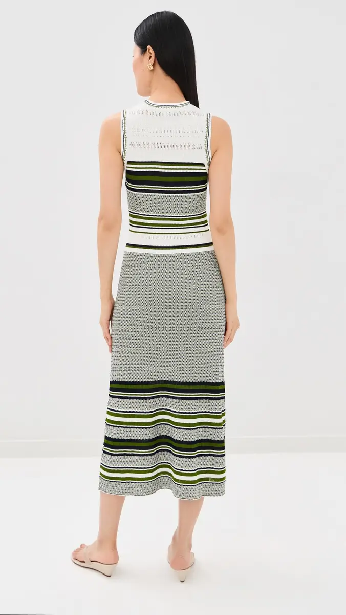 Veronica Beard Dawna Knit Dress Navy/Cactus/Off White | Thumbnail 3