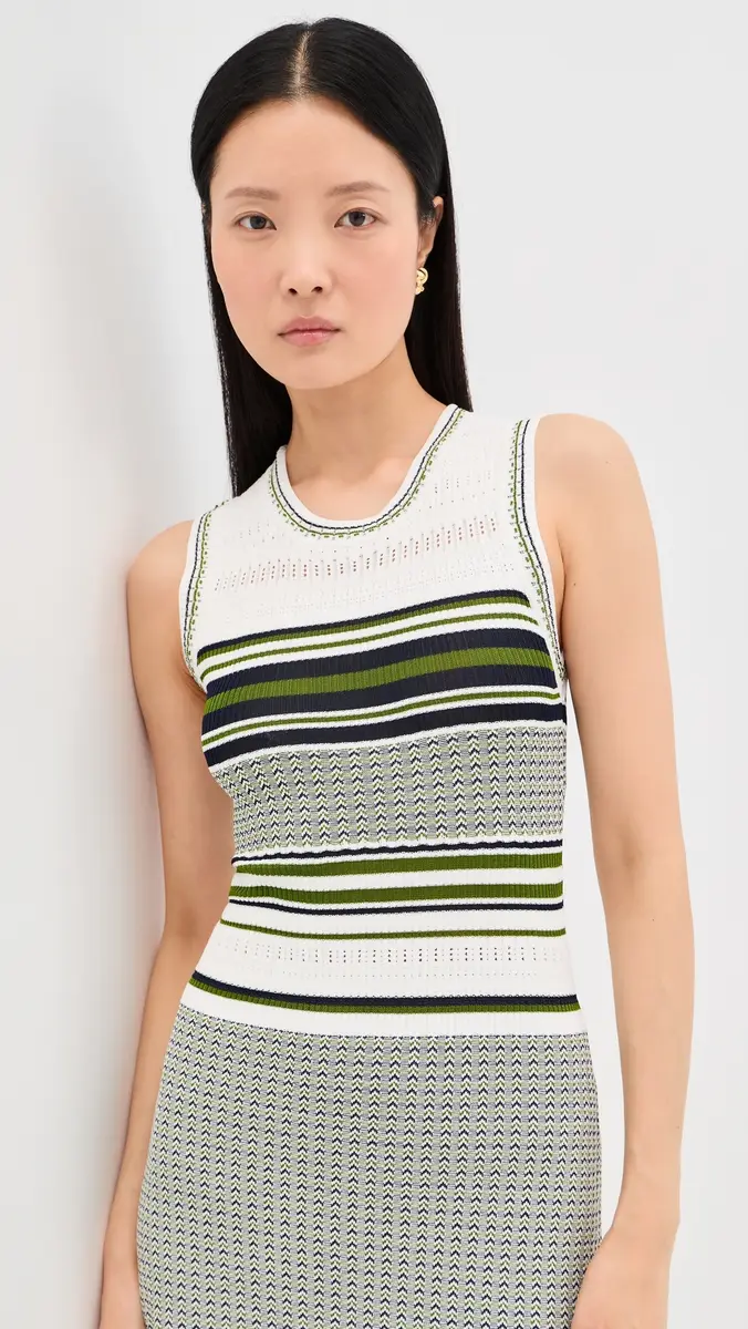 Veronica Beard Dawna Knit Dress Navy/Cactus/Off White | Thumbnail 5