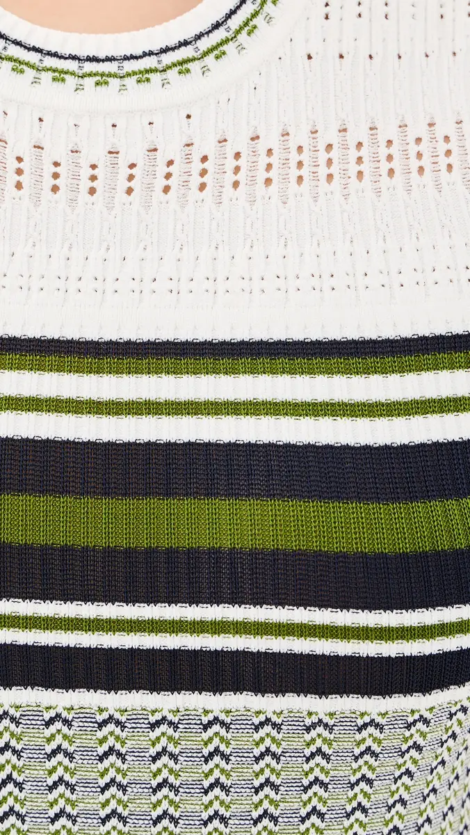 Veronica Beard Dawna Knit Dress Navy/Cactus/Off White | Thumbnail 6