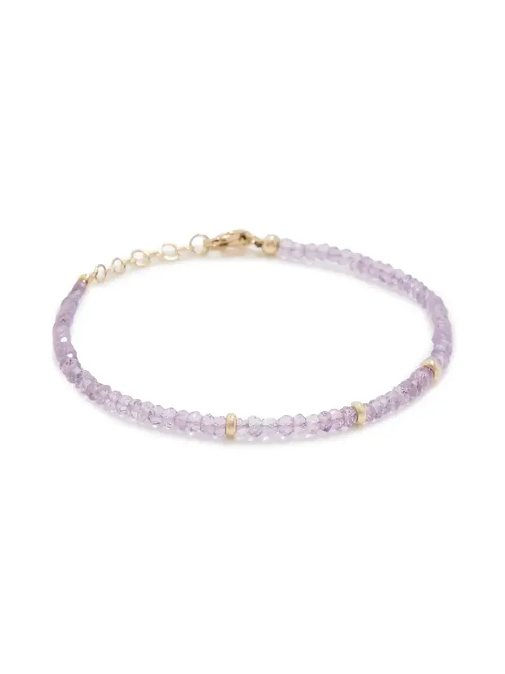 EF COLLECTION 14k Gold Amethyst Birthstone Bead Bracelet
