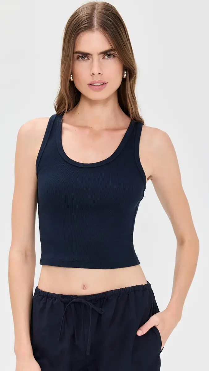 perfectwhitetee Blondie Structured Rib Bra Friendly Tank Navy | Thumbnail 2 perfectwhitetee Blondie Structured Rib Bra Friendly Tank Navy | Thumbnail 2