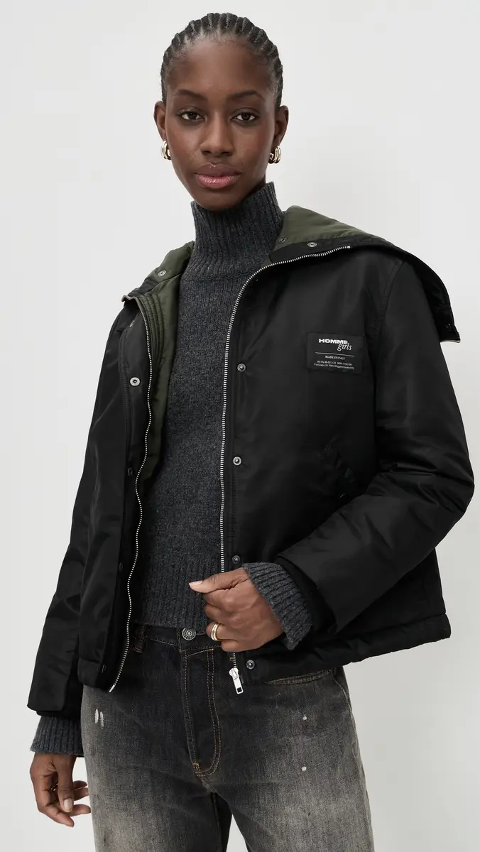 HOMMEGIRLS Nylon Bomber Jacket Black | Thumbnail 2 HOMMEGIRLS Nylon Bomber Jacket Black | Thumbnail 2
