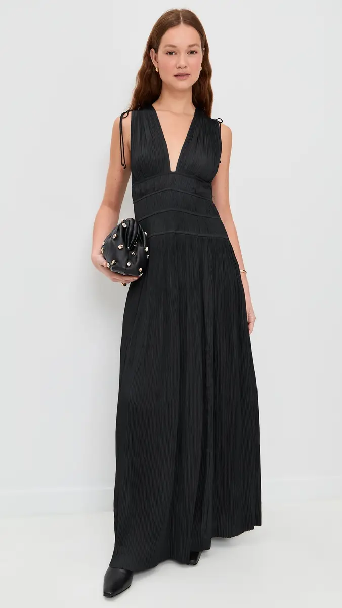 Ulla Johnson Tasneem Deep V Gown Noir | Thumbnail 2 Ulla Johnson Tasneem Deep V Gown Noir | Thumbnail 2