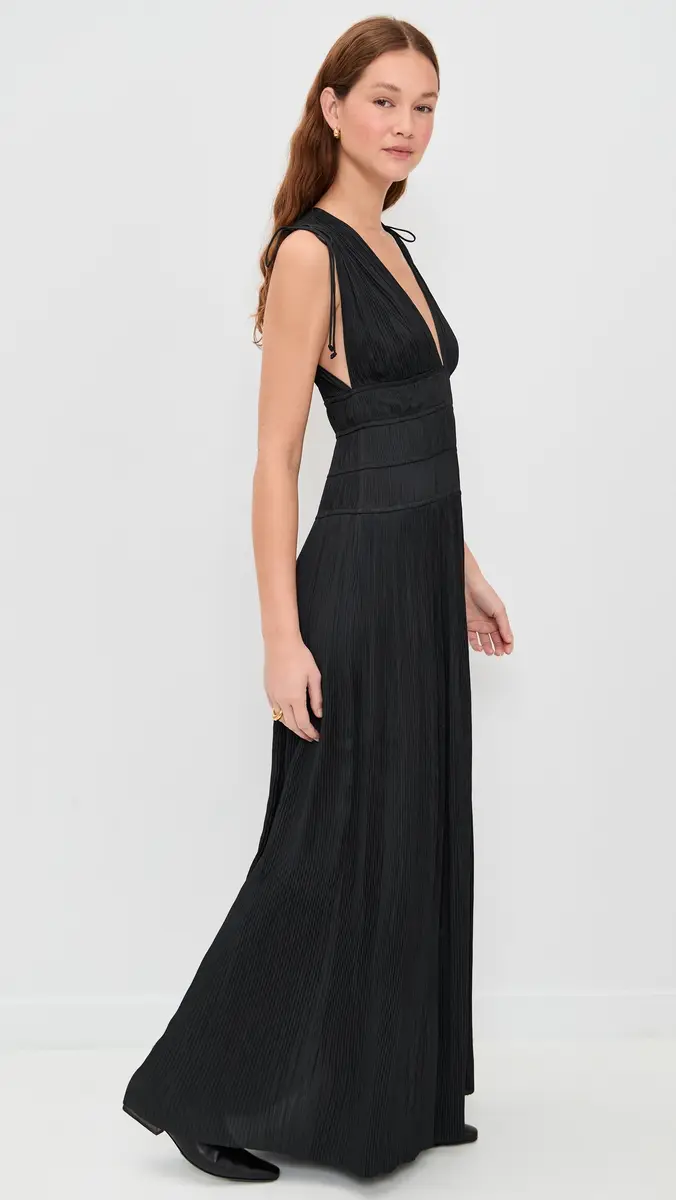 Ulla Johnson Tasneem Deep V Gown Noir | Thumbnail 4 Ulla Johnson Tasneem Deep V Gown Noir | Thumbnail 4