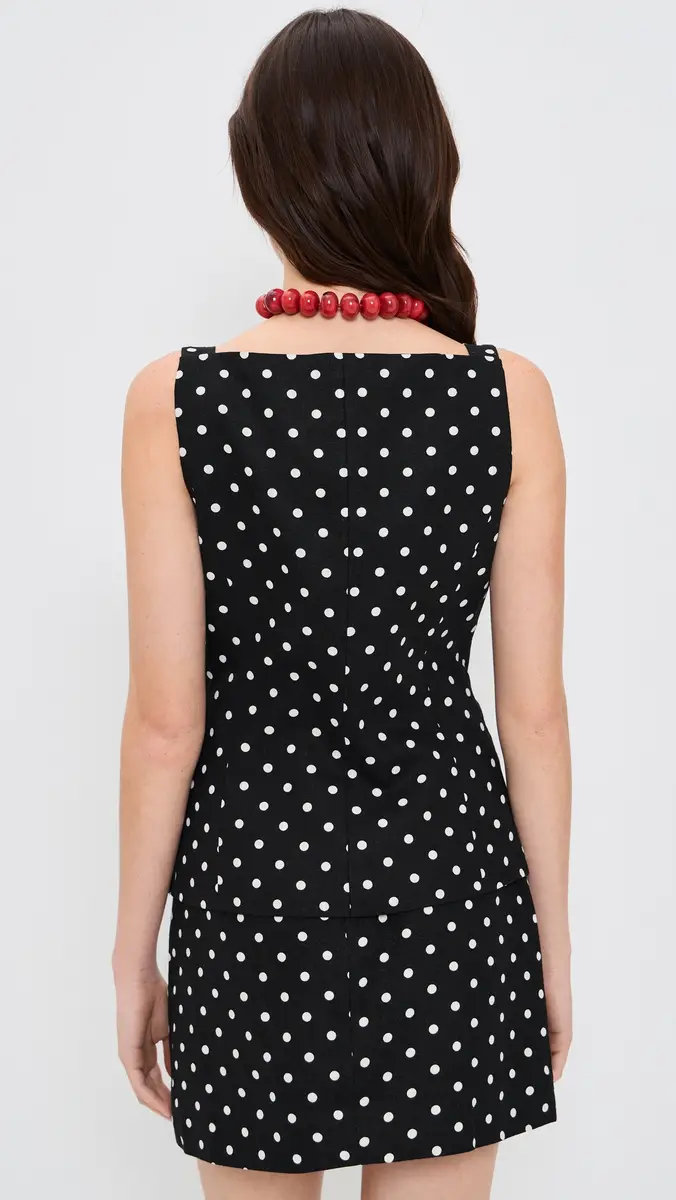 WAYF Joan Button Front Top Black Polka Dot | Thumbnail 3