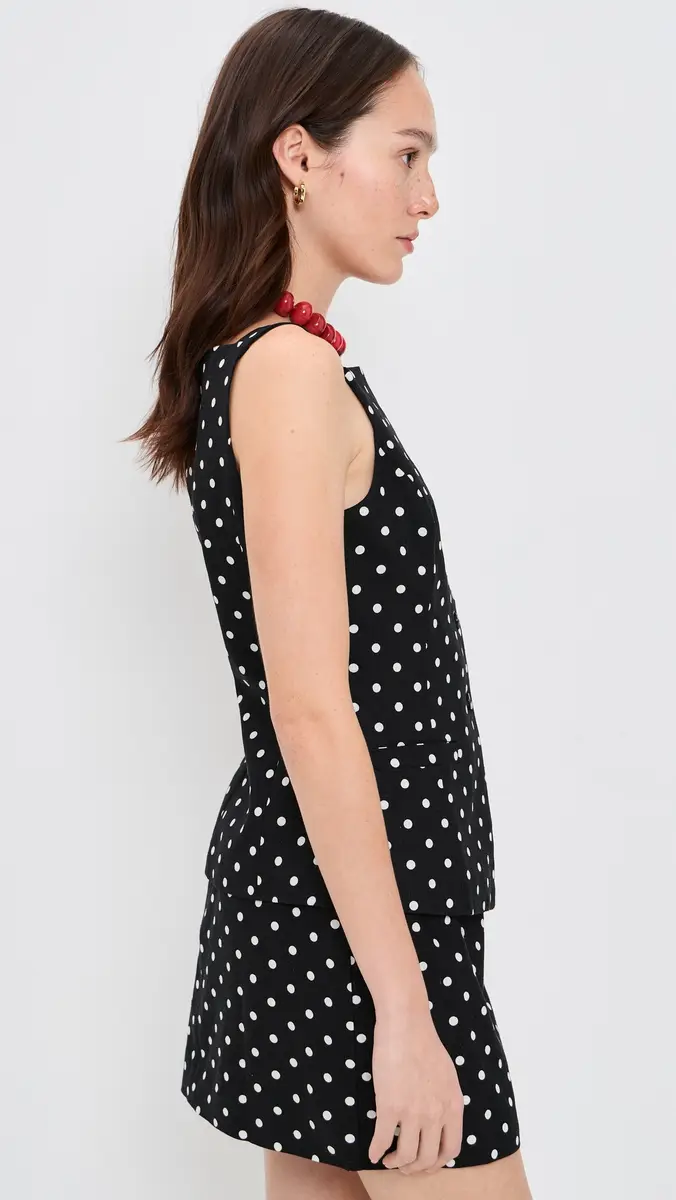 WAYF Joan Button Front Top Black Polka Dot | Thumbnail 4
