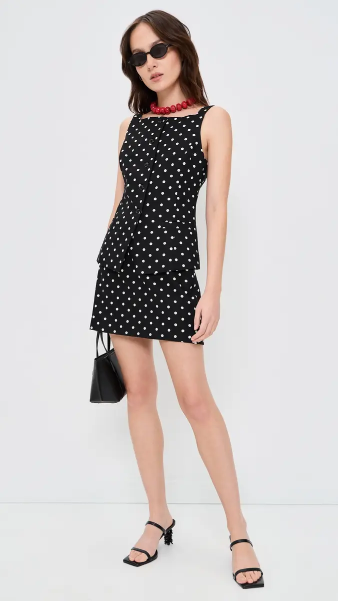 WAYF Joan Button Front Top Black Polka Dot | Thumbnail 5
