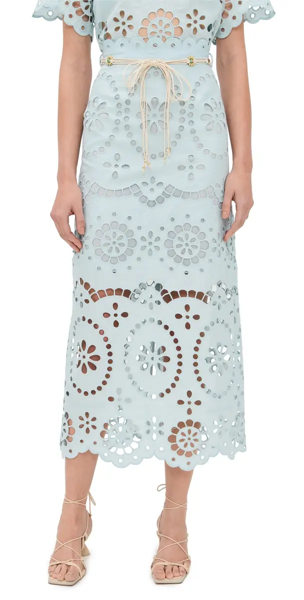 Zimmermann Awaken Embroidered Skirt Mint | Image 1 Zimmermann Awaken Embroidered Skirt Mint | Image 1