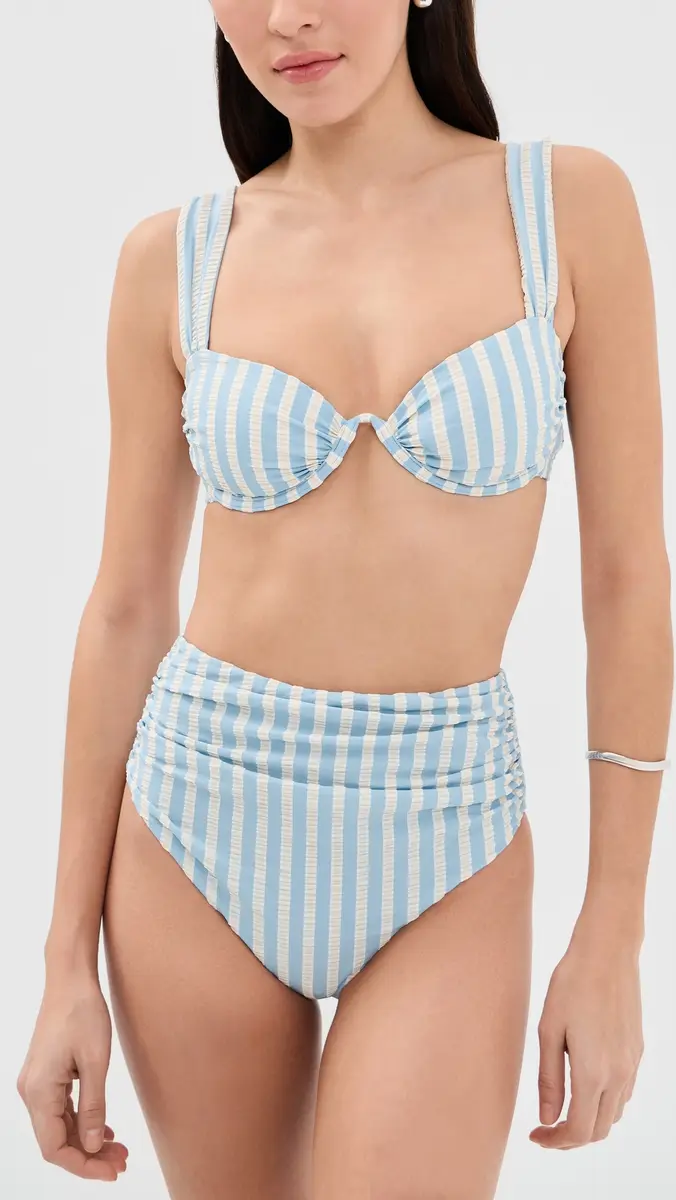 Simkhai Teya High Waisted Ruched Bikini Bottoms | Thumbnail 4