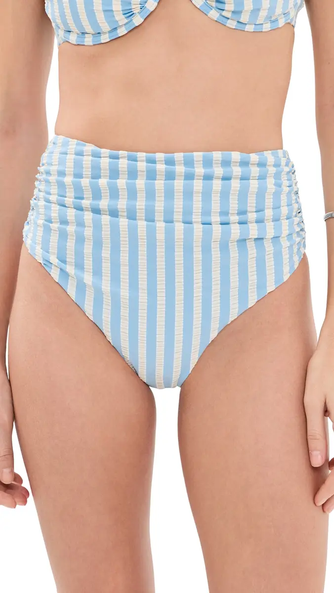Simkhai Teya High Waisted Ruched Bikini Bottoms | Thumbnail 6