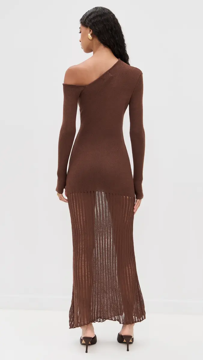 Seven Wonders Greta One Shoulder Knit Maxi Dress Chocolate | Thumbnail 3 Seven Wonders Greta One Shoulder Knit Maxi Dress Chocolate | Thumbnail 3