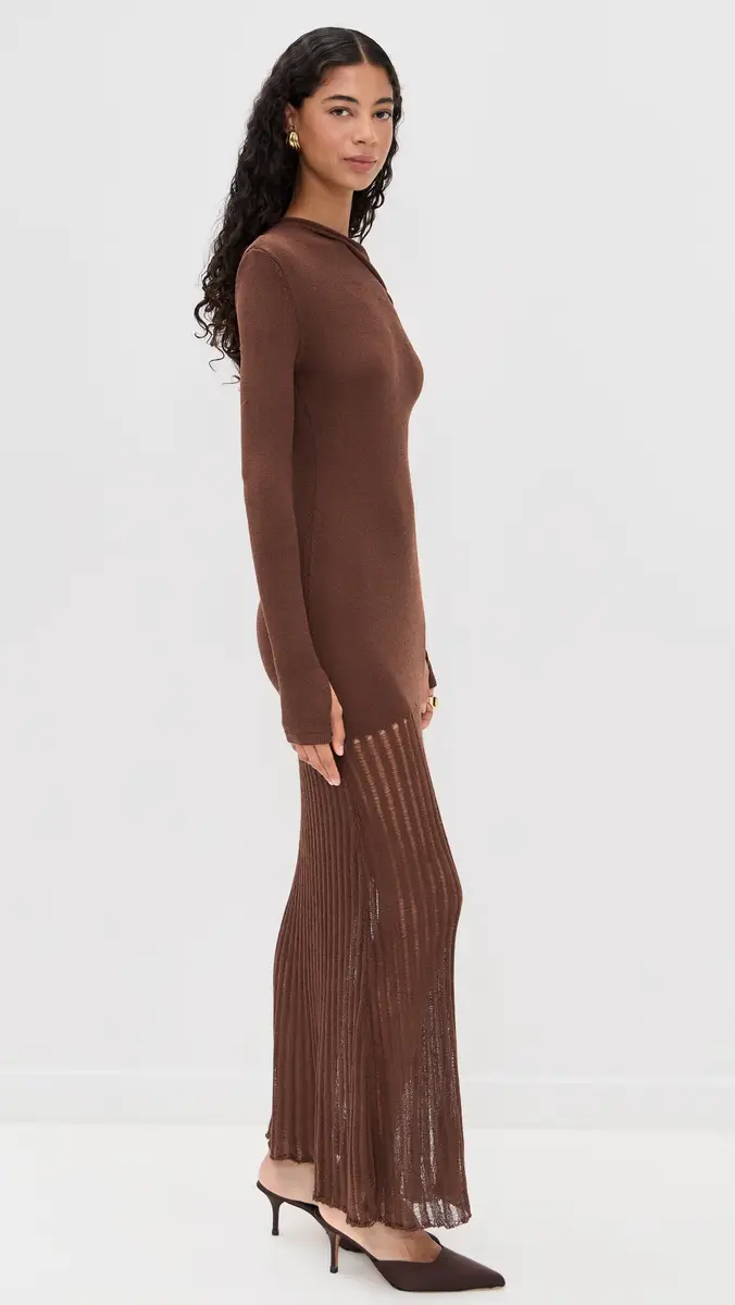 Seven Wonders Greta One Shoulder Knit Maxi Dress Chocolate | Thumbnail 4 Seven Wonders Greta One Shoulder Knit Maxi Dress Chocolate | Thumbnail 4