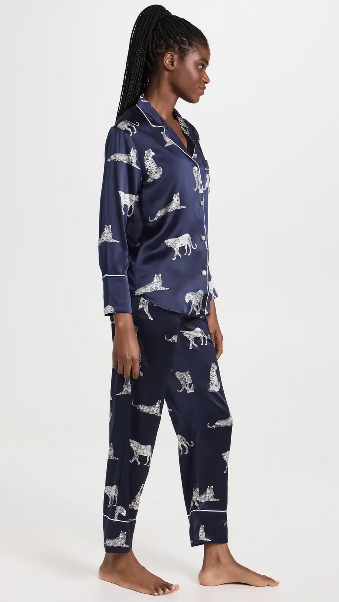 Petite Plume Silk Panther de Nuit Pajama Set | Thumbnail 4 Petite Plume Silk Panther de Nuit Pajama Set | Thumbnail 4