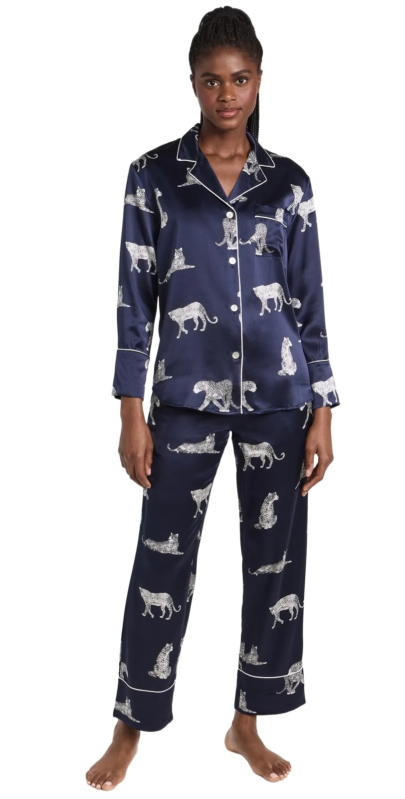 Petite Plume Silk Panther de Nuit Pajama Set
