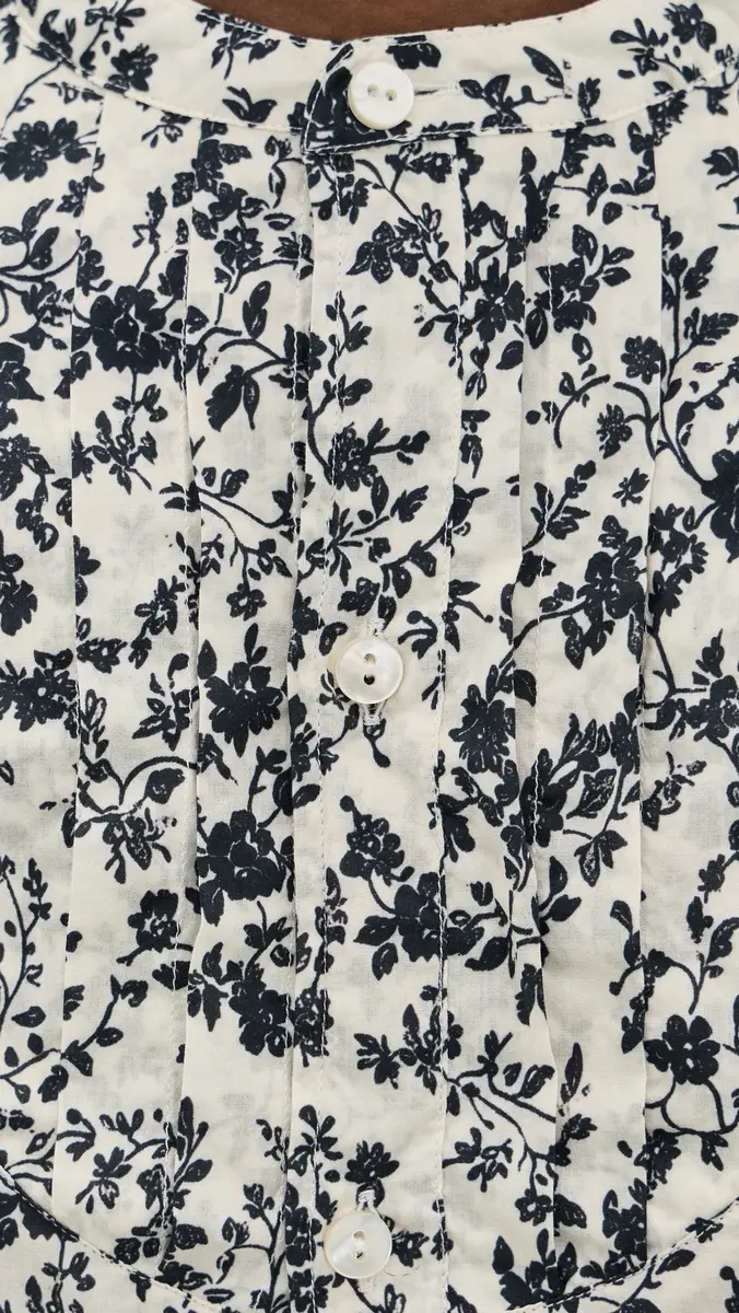 R13 Button Down Top Black Floral On Ecru | Thumbnail 6 R13 Button Down Top Black Floral On Ecru | Thumbnail 6