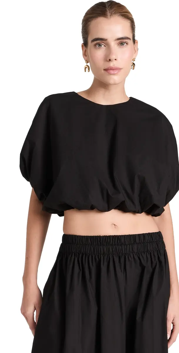 MIKOH Opihi Bubble Sleeve Crop Top Night | Image 1 MIKOH Opihi Bubble Sleeve Crop Top Night | Image 1