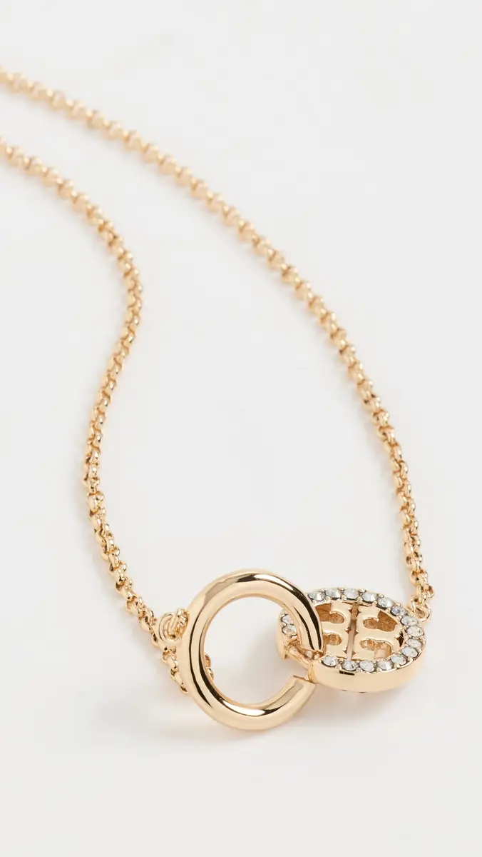 Tory Burch Icon Pavé Interlocking Pendant Necklace Tory Gold/Crystal One Size | Thumbnail 2 Tory Burch Icon Pavé Interlocking Pendant Necklace Tory Gold/Crystal One Size | Thumbnail 2