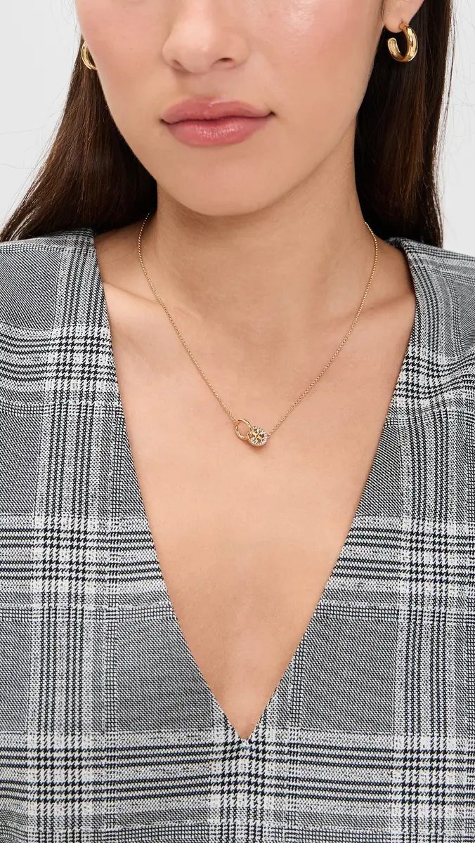 Tory Burch Icon Pavé Interlocking Pendant Necklace Tory Gold/Crystal One Size | Thumbnail 3 Tory Burch Icon Pavé Interlocking Pendant Necklace Tory Gold/Crystal One Size | Thumbnail 3