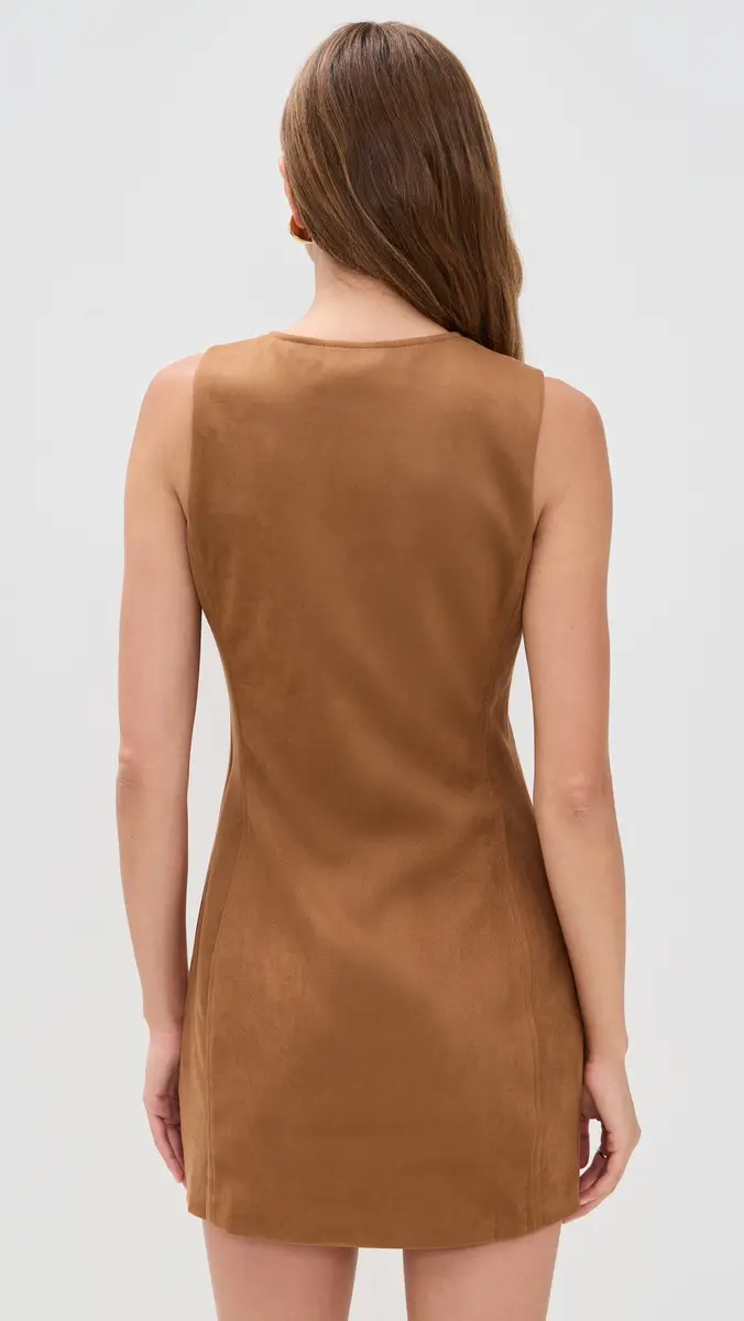 endless rose Faux Suede Round Neck Buttoned Mini Dress | Thumbnail 3 endless rose Faux Suede Round Neck Buttoned Mini Dress | Thumbnail 3