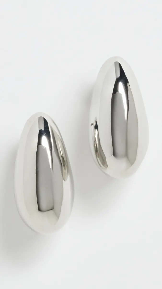 KENNETH JAY LANE Silver Tapered Hoop Pierced Earrings | Thumbnail 2