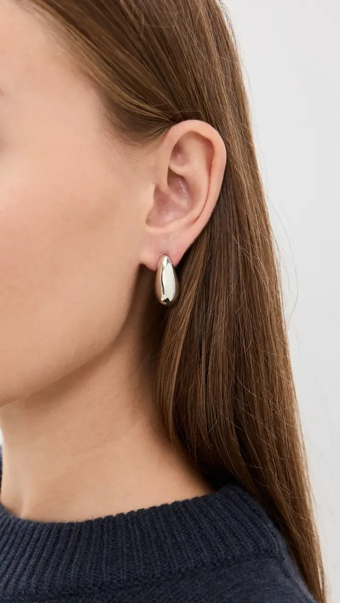 KENNETH JAY LANE Silver Tapered Hoop Pierced Earrings | Thumbnail 3