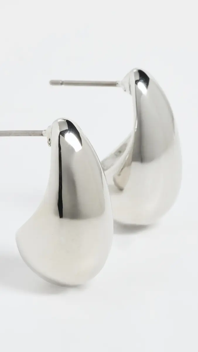 KENNETH JAY LANE Silver Tapered Hoop Pierced Earrings | Thumbnail 4