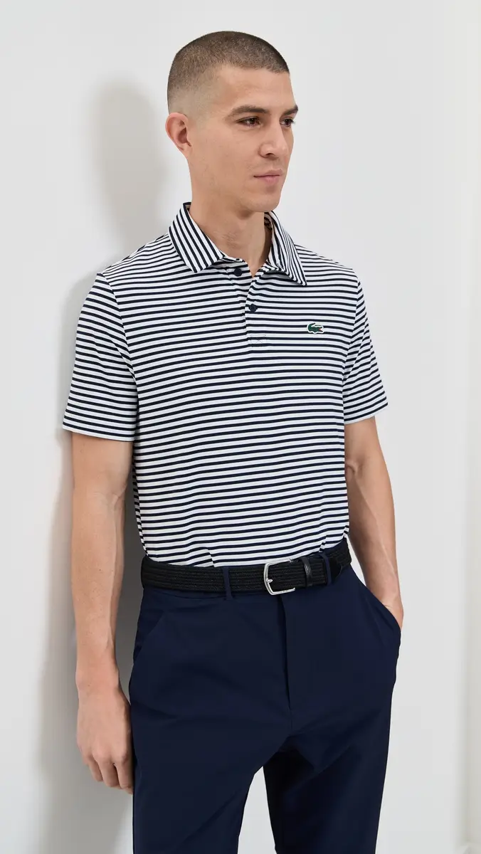 Lacoste Regular Fit UV Protect Golf Polo Shirt Navy Blue/White | Thumbnail 2