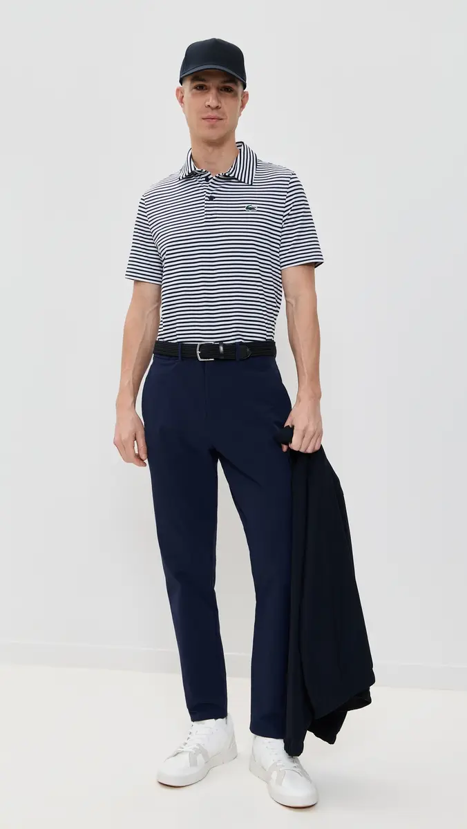 Lacoste Regular Fit UV Protect Golf Polo Shirt Navy Blue/White | Thumbnail 5