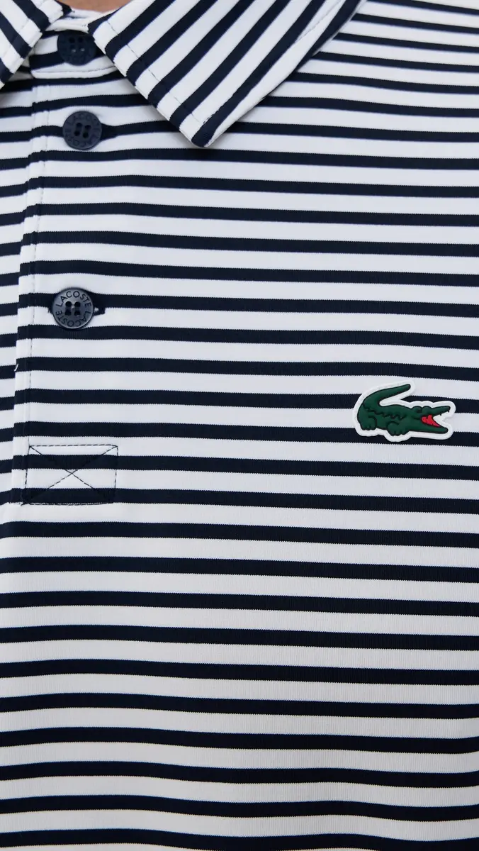 Lacoste Regular Fit UV Protect Golf Polo Shirt Navy Blue/White | Thumbnail 6