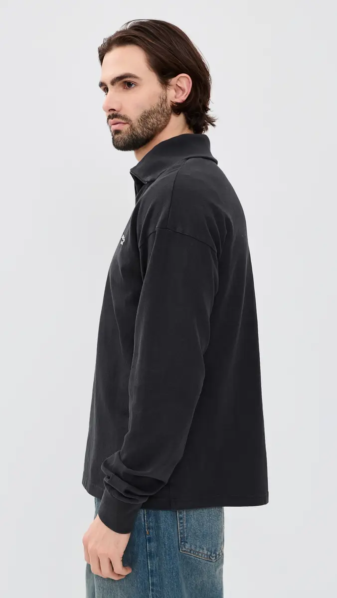 Acne Studios Four Quarter Zip Sweatshirt Black | Thumbnail 4