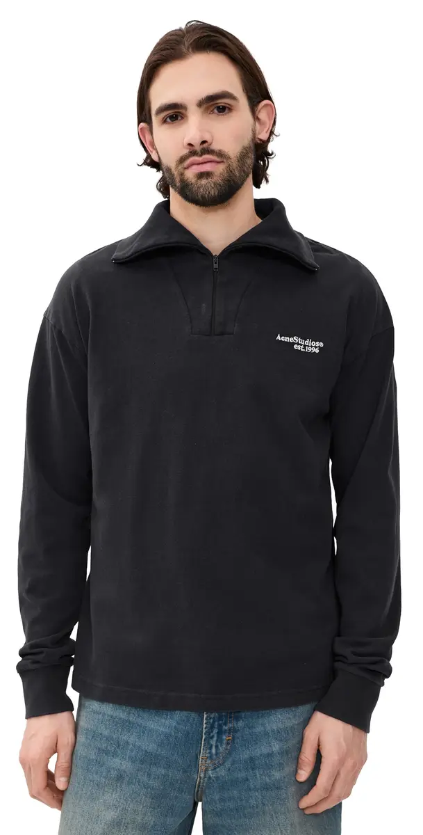 Acne Studios Four Quarter Zip Sweatshirt Black | Image 1 Acne Studios Four Quarter Zip Sweatshirt Black | Image 1